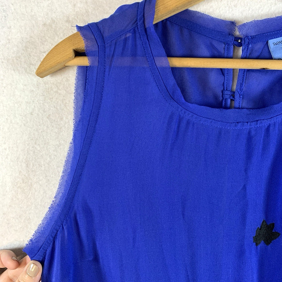 Womens Sheer Chiffon Tunic Top Sz M Cobalt Blue Whimsigoth‎ Fairy Grunge Witchy - Picture 4 of 15